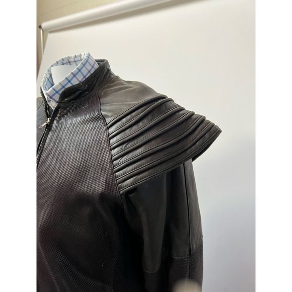 Vintage Wilson Mens Biker Motorcycle Jacket Black Lined Mandarin Collar 42 - Picture 4 of 12